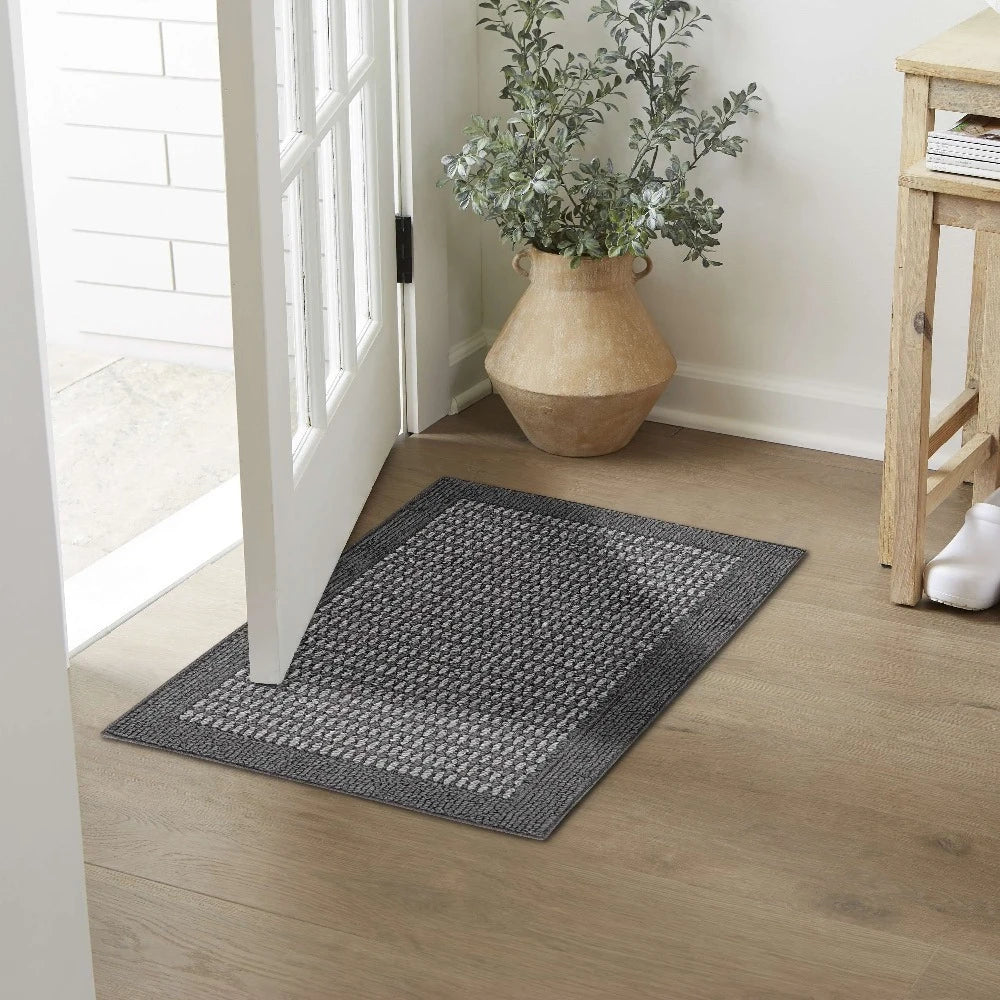 Gray Border Indoor Accent Rug, 1'8"x2'6",Fast Delivery