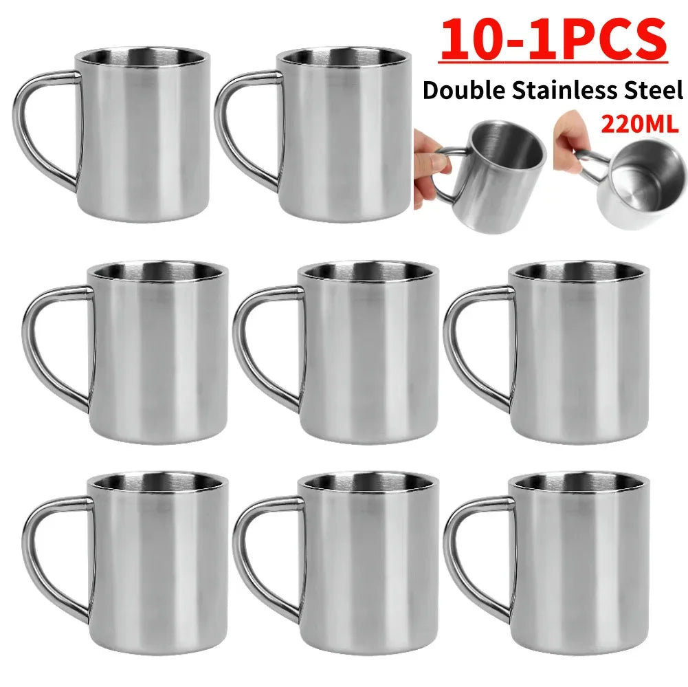 220ML/200ML 10-1PC Metal  Mug Cup Stainless Steel