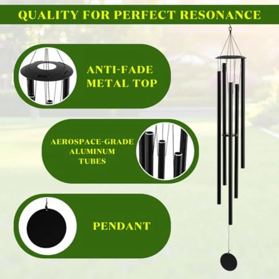 65" Extra Large Wind Chimes for Outside Deep Tone, 6 Thick Tubes Tuned
