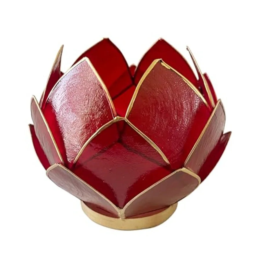 Blooming Lotus Capiz Shell Tealight Candle Holder,