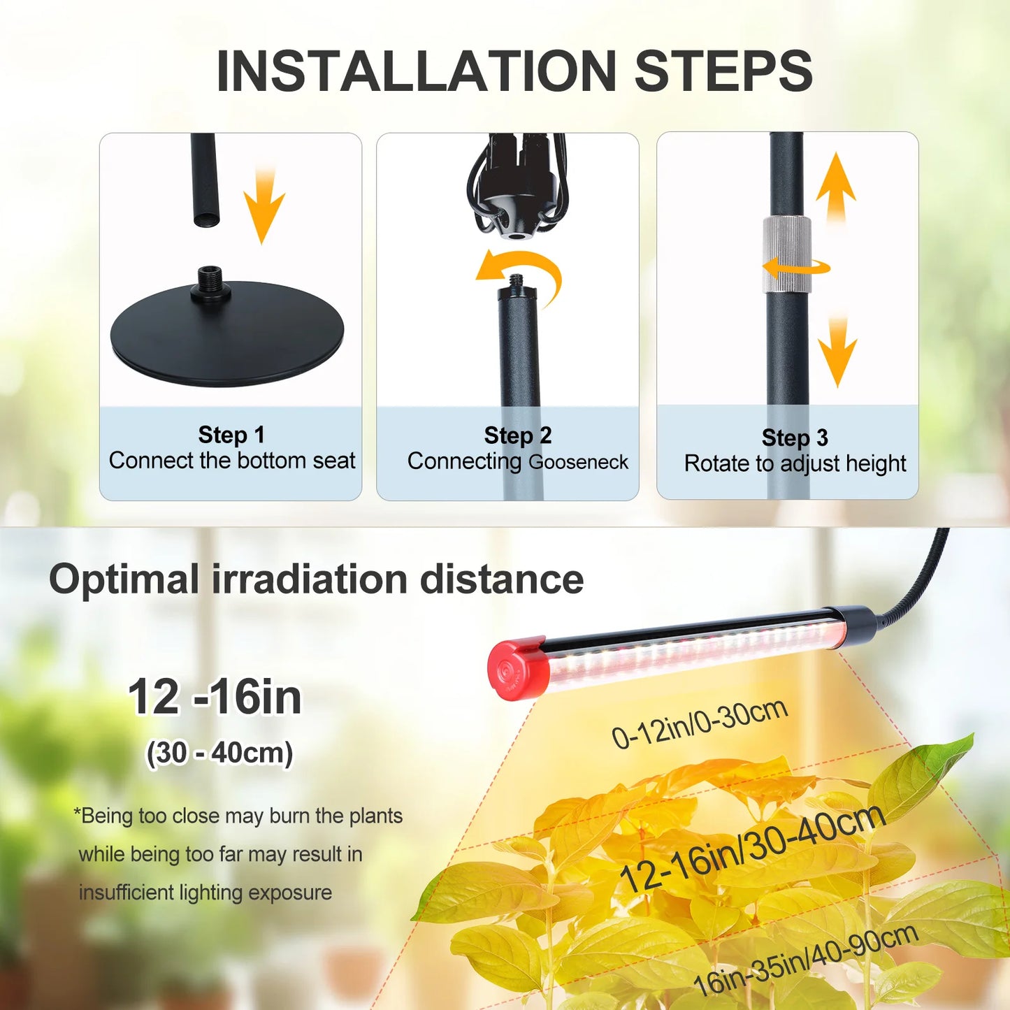 4-Head Table Top Grow Lights for Indoor Plants,Timer, 36W