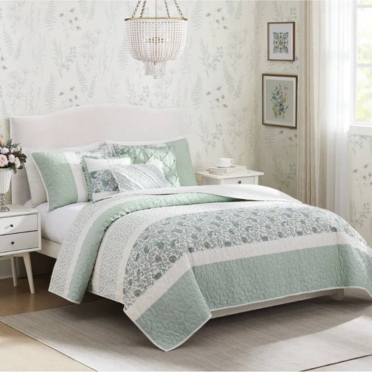 6 Piece Cn Percale Quilt Set with Throw Pillows