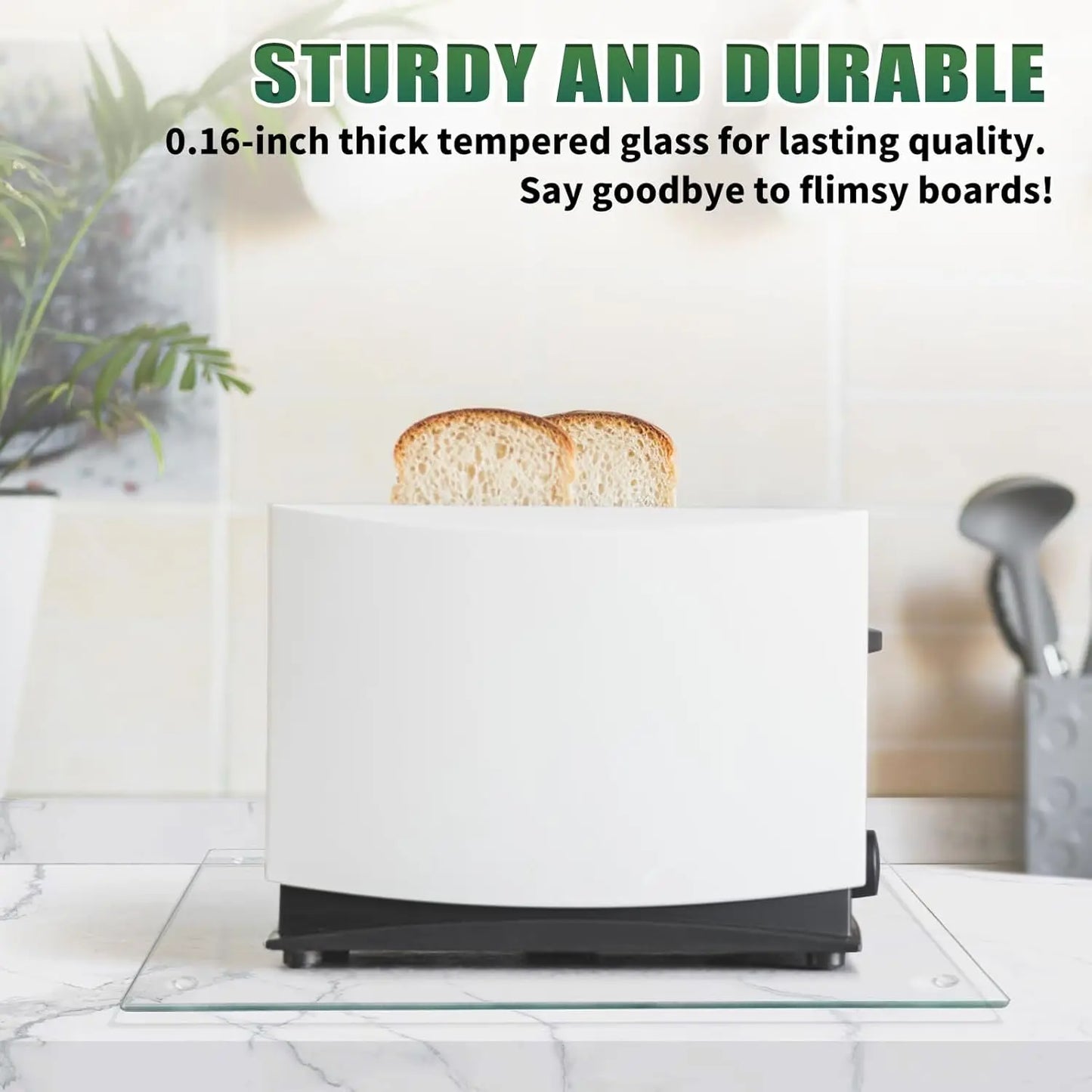 Tempered Glass Cutting Board: Non-Slip, 12x16 Inch