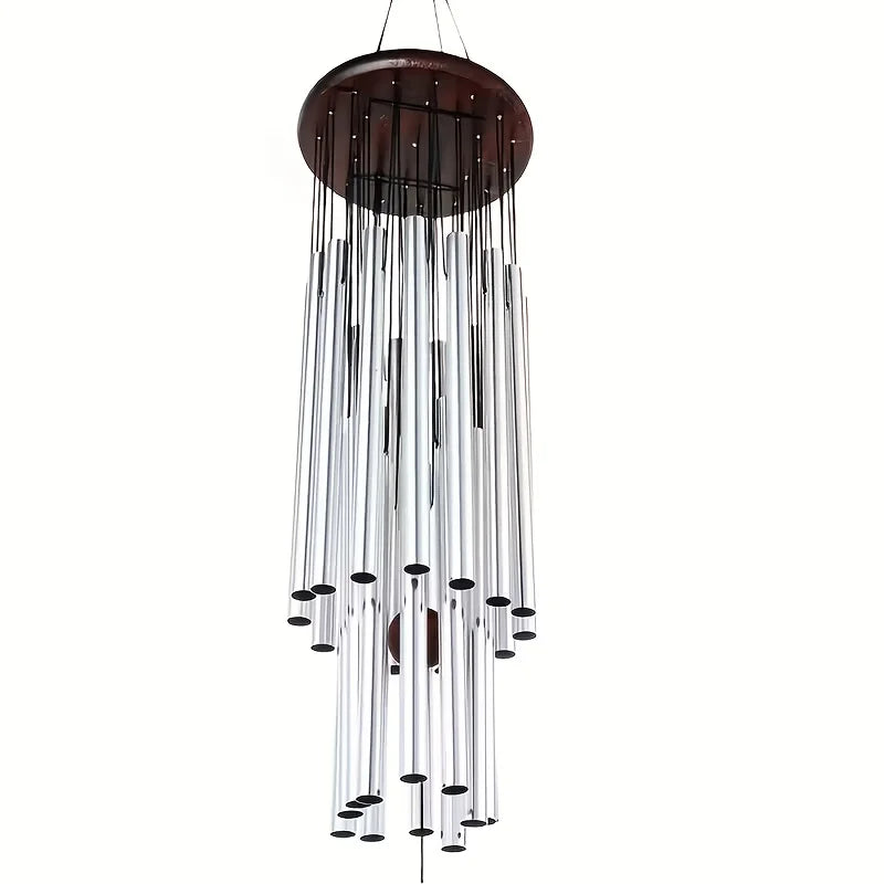 27-Tube Metal Wind Chime with Wooden Top,