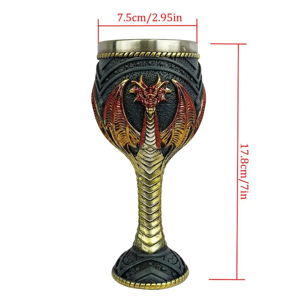Creative 3D Dragon Beer Cup Resin Stainless Steel  Wine Goblet