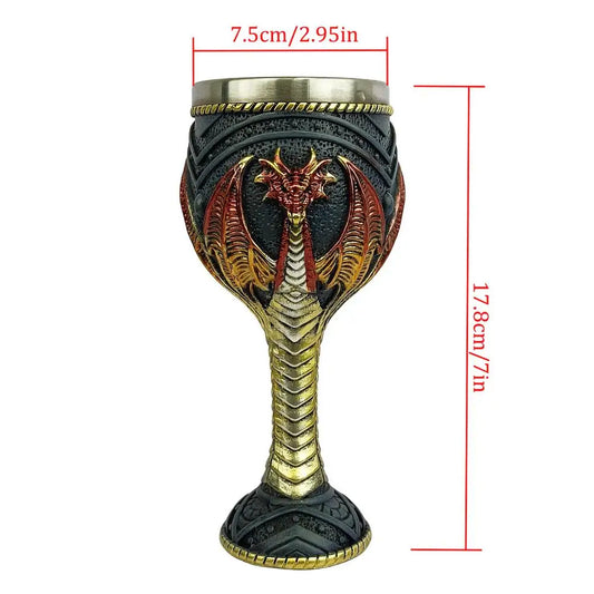 Creative 3D Dragon Beer Cup Resin Stainless Steel  Wine Goblet