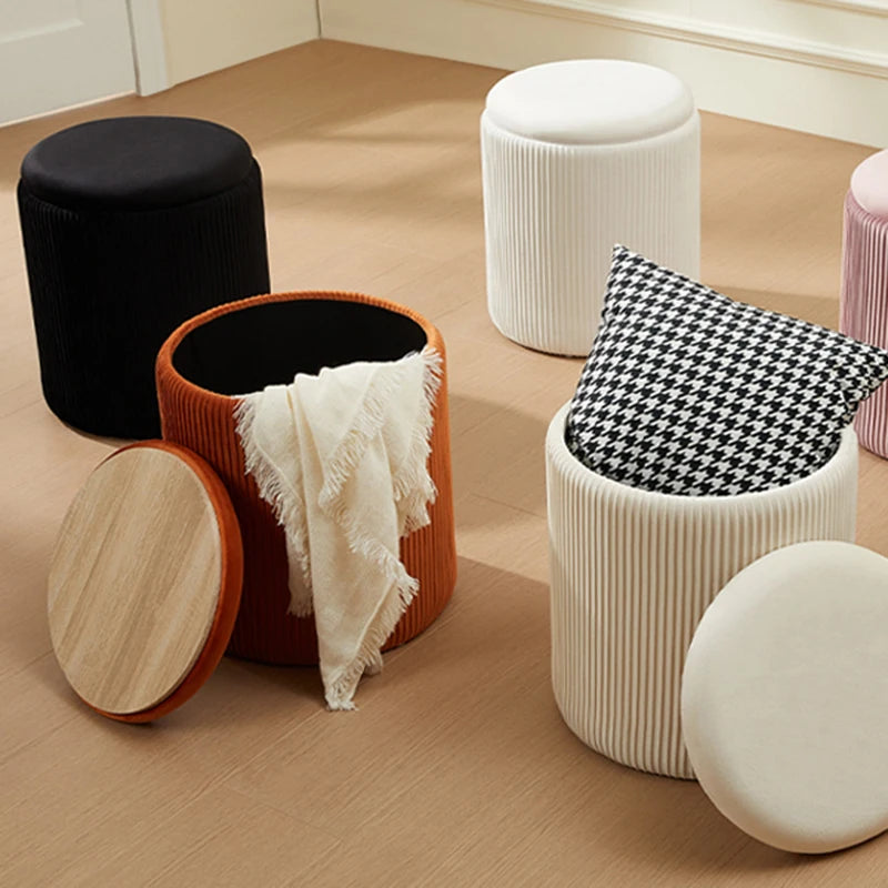 Round Ottoman  Pouf with Storage Space