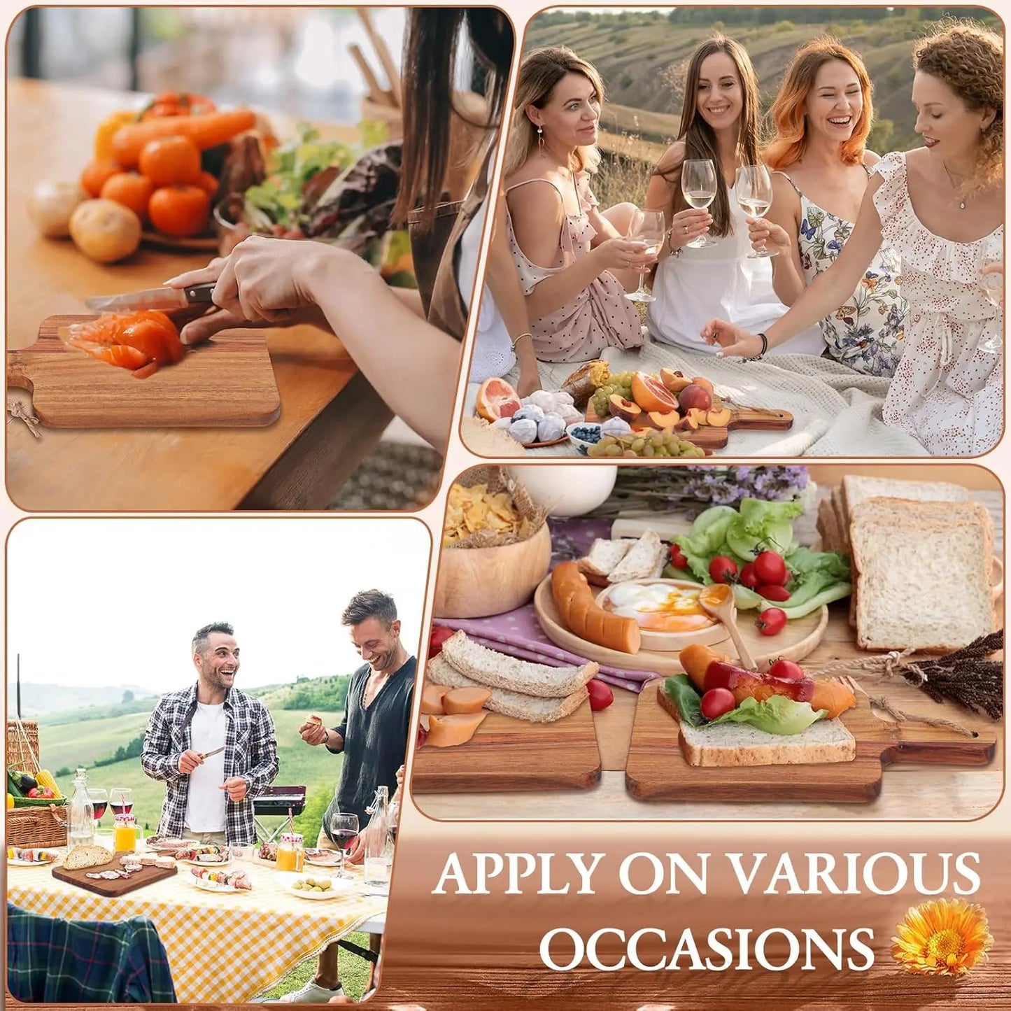 12 Sets Charcuterie Boards with Gift Boxes Cards, Acacia Wood