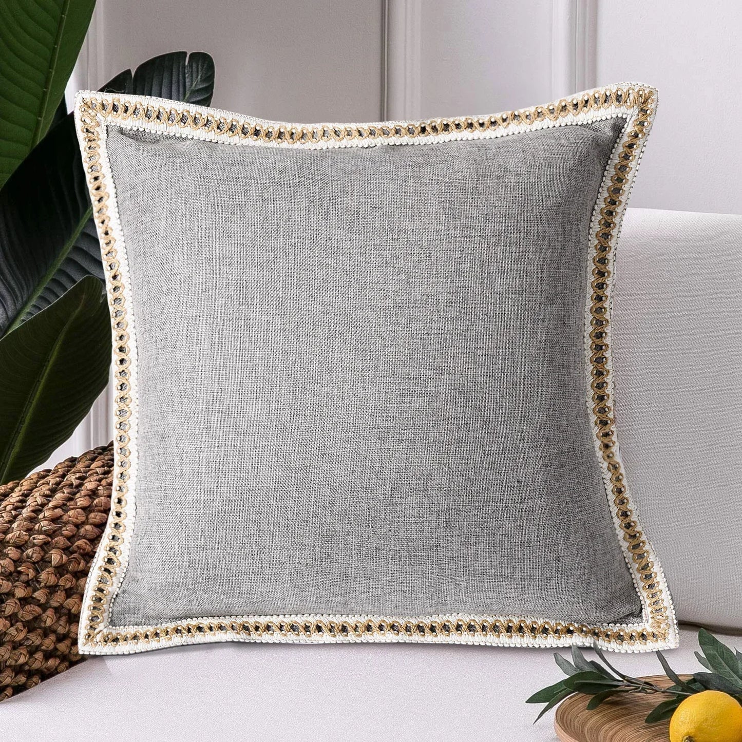 Linen Pillow Case Chenille Cushion Cover 50x50cm
