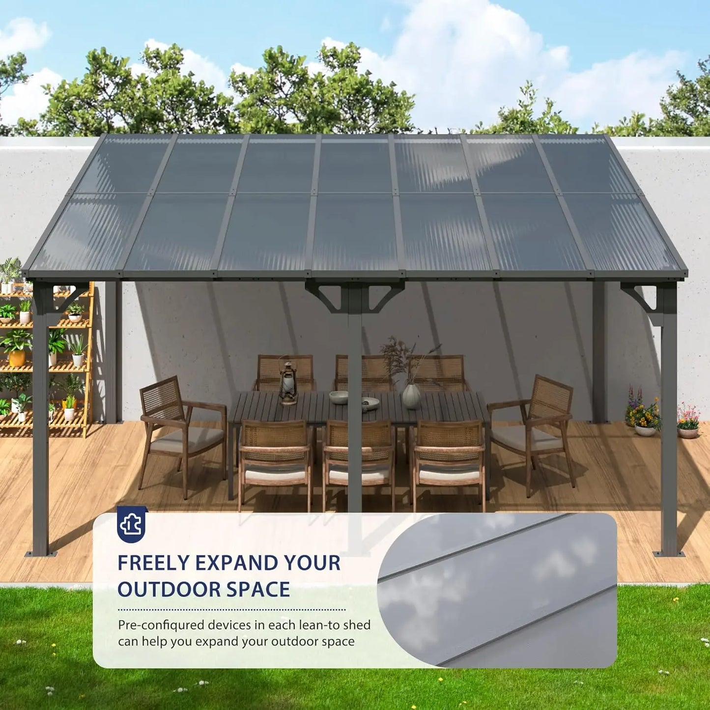 10x14 FT Lean To Gazebo, Pergolas and Gazebos