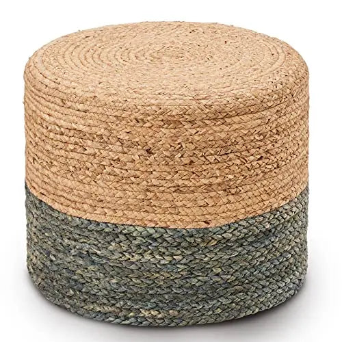 18'' Ottoman Pouf, Natural Braided Poof,