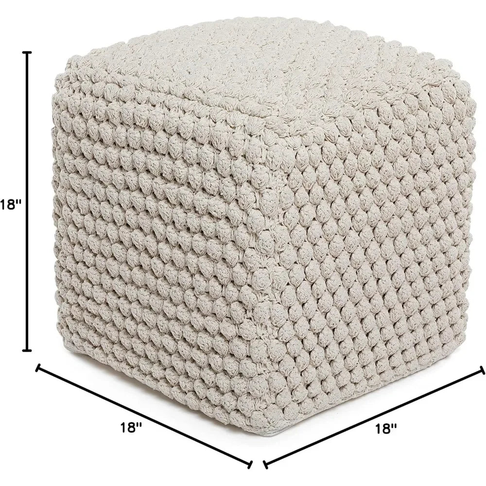 Buds Pouf Ottoman Cotton Braided Foot Stool