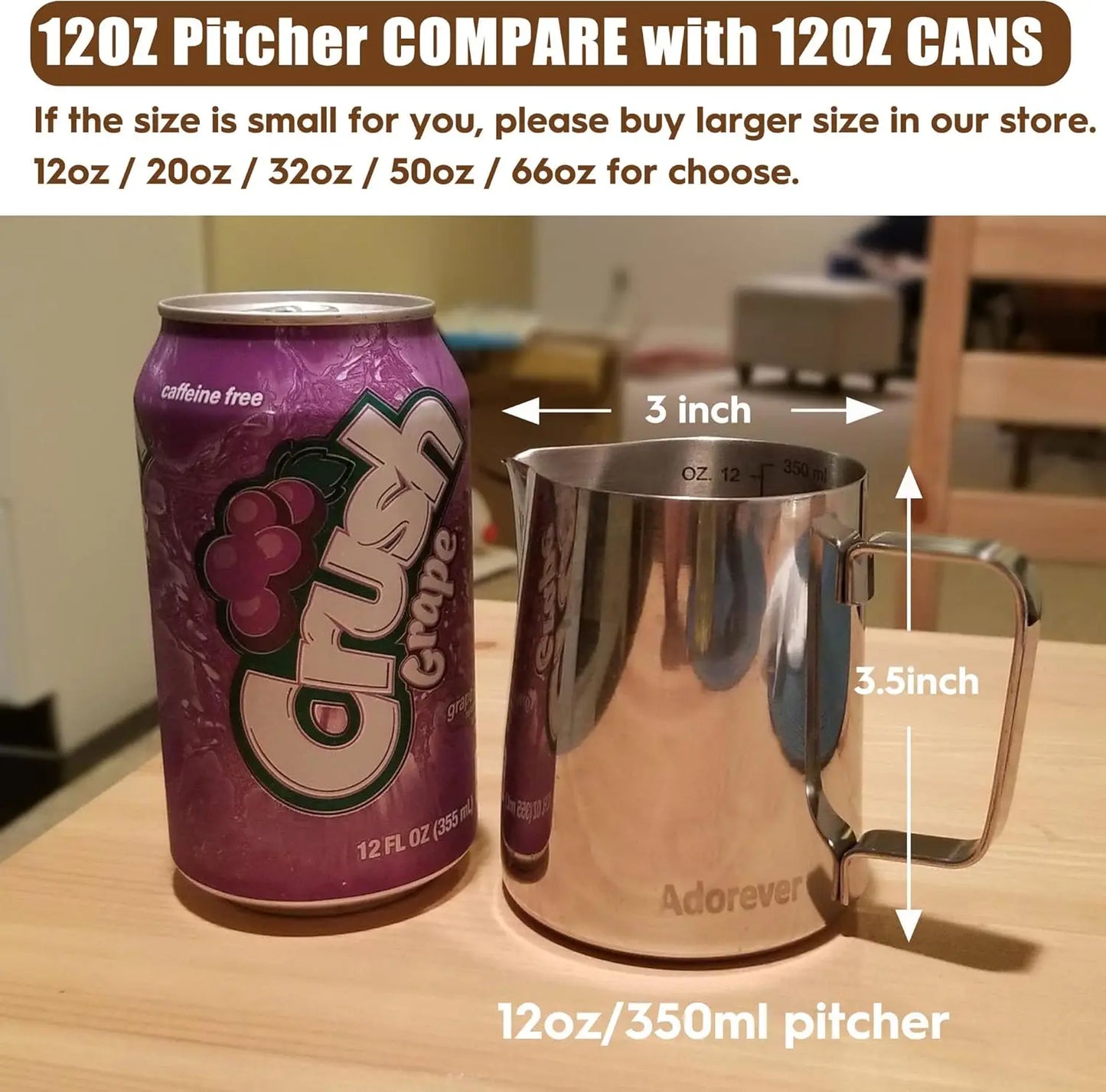Stainless Steel Milk Frothing Pitcher 12oz-50oz