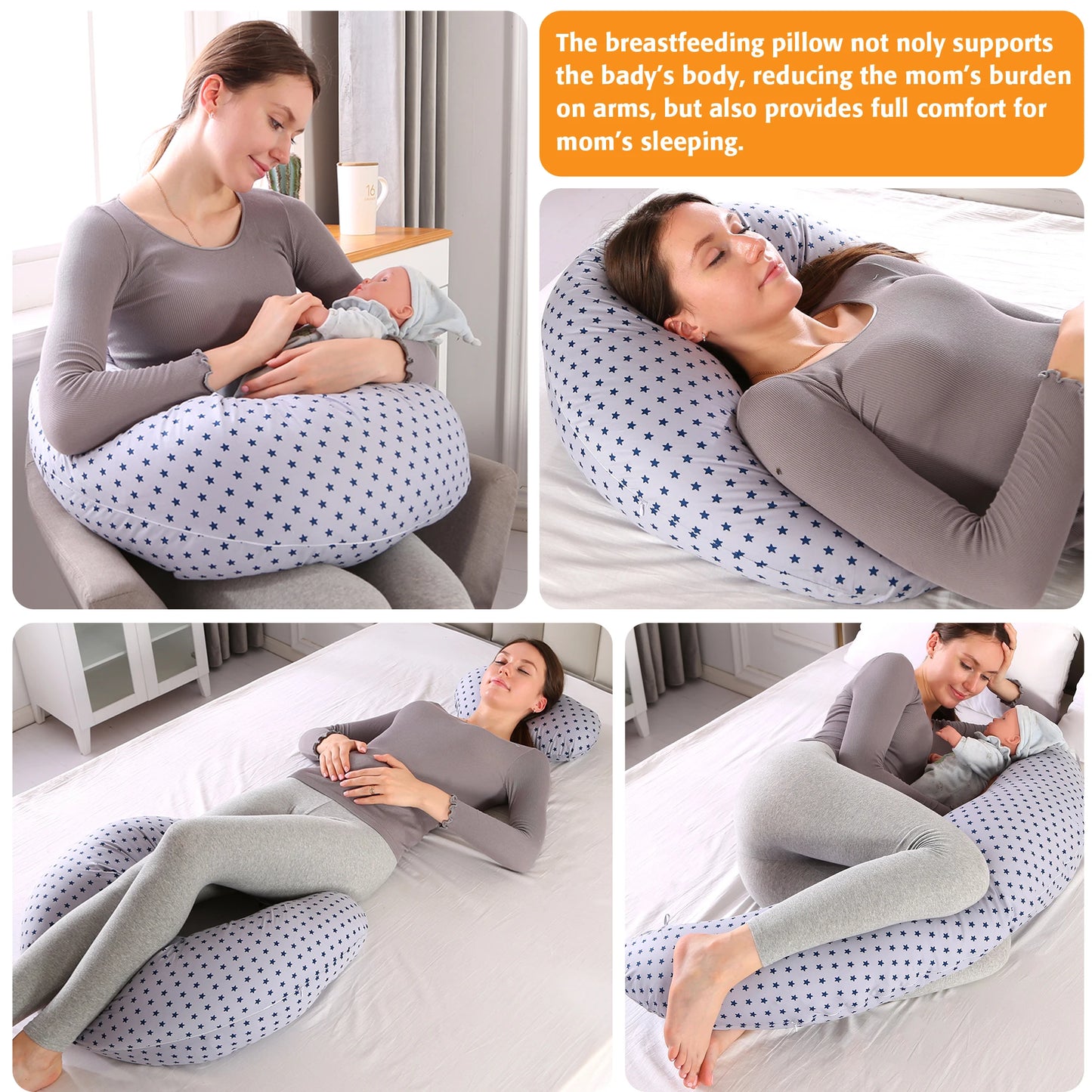 Adjustable Nursing Pillow for Breastfeeding, Removable Cover