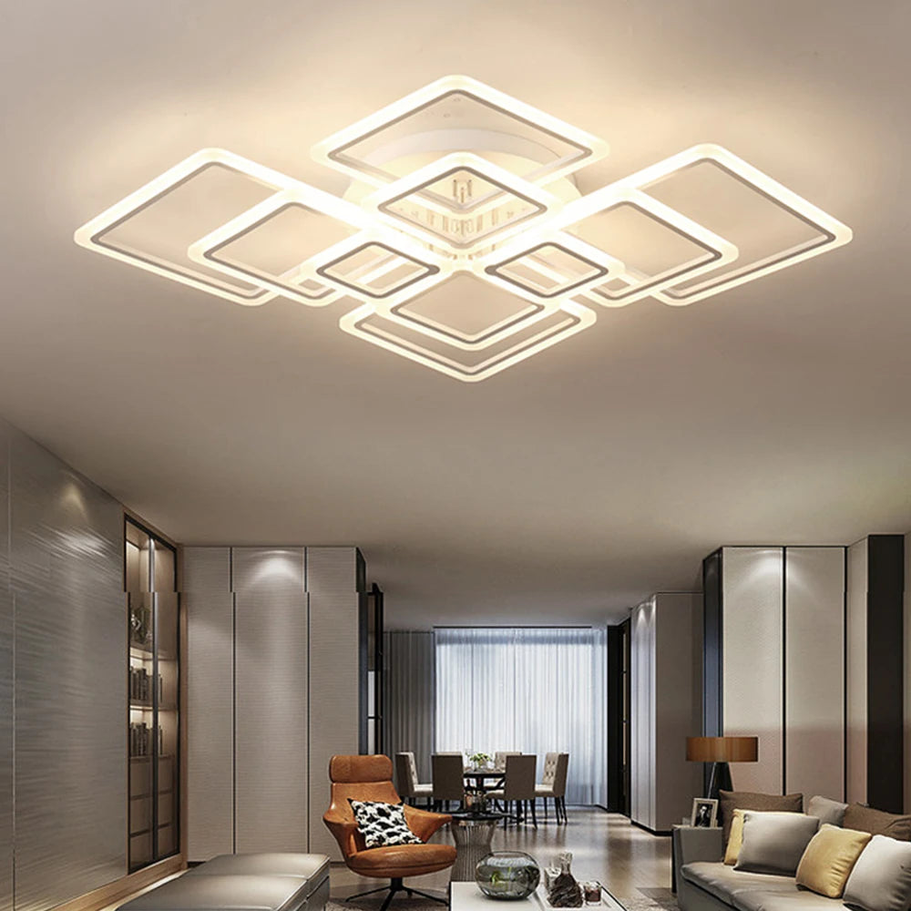 Modern LED Ceiling Light Acrylic square Dimmable Smart Ceiling Pendant Lamp Living Room Lights For Bedroom Dining Room Luminaire