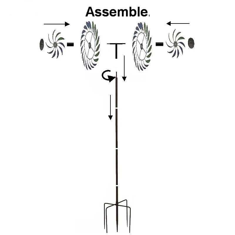 Garden Wind Spinners  Windmill  Large Metal Ornament