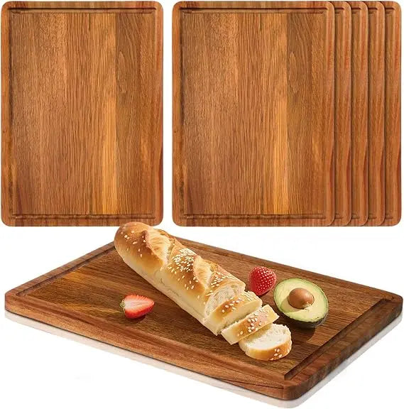 6 Pieces Acacia Wood Cutting Board 14 x 10 Reversible Charcuterie