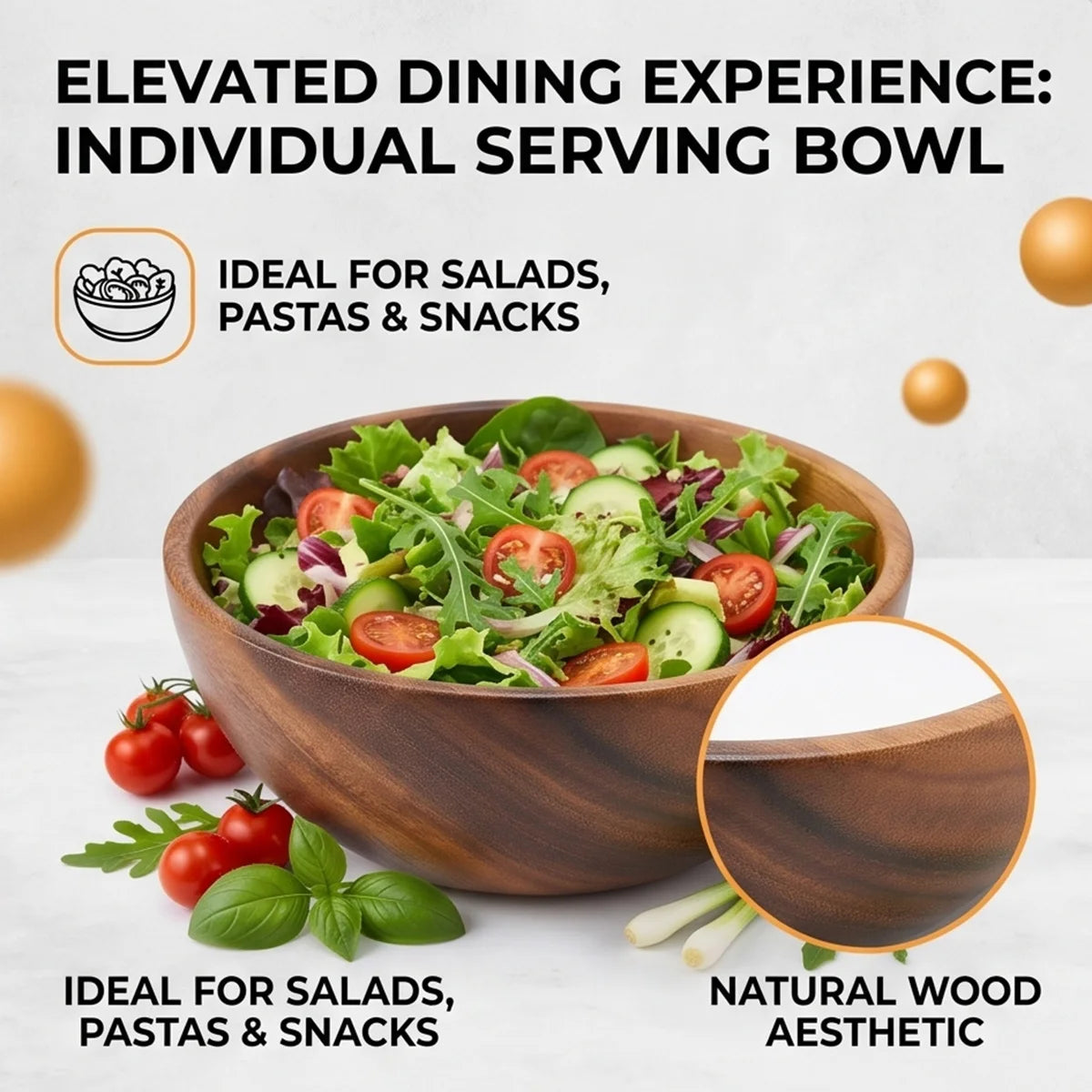 Acacia Wood Multipurpose Serving Bowl for Serving Salads, Snacks, Fruits and more
