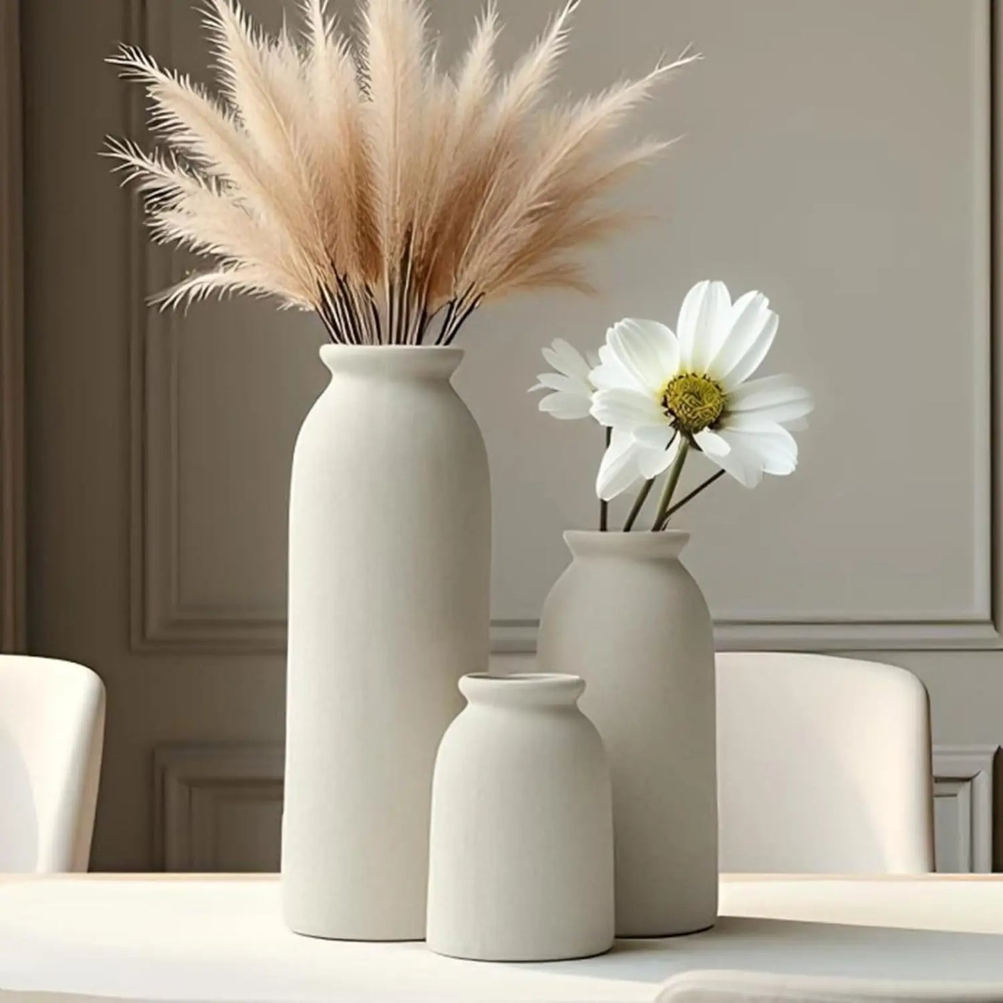 3-Piece Ceramic Vase Set, Small Flower Vases
