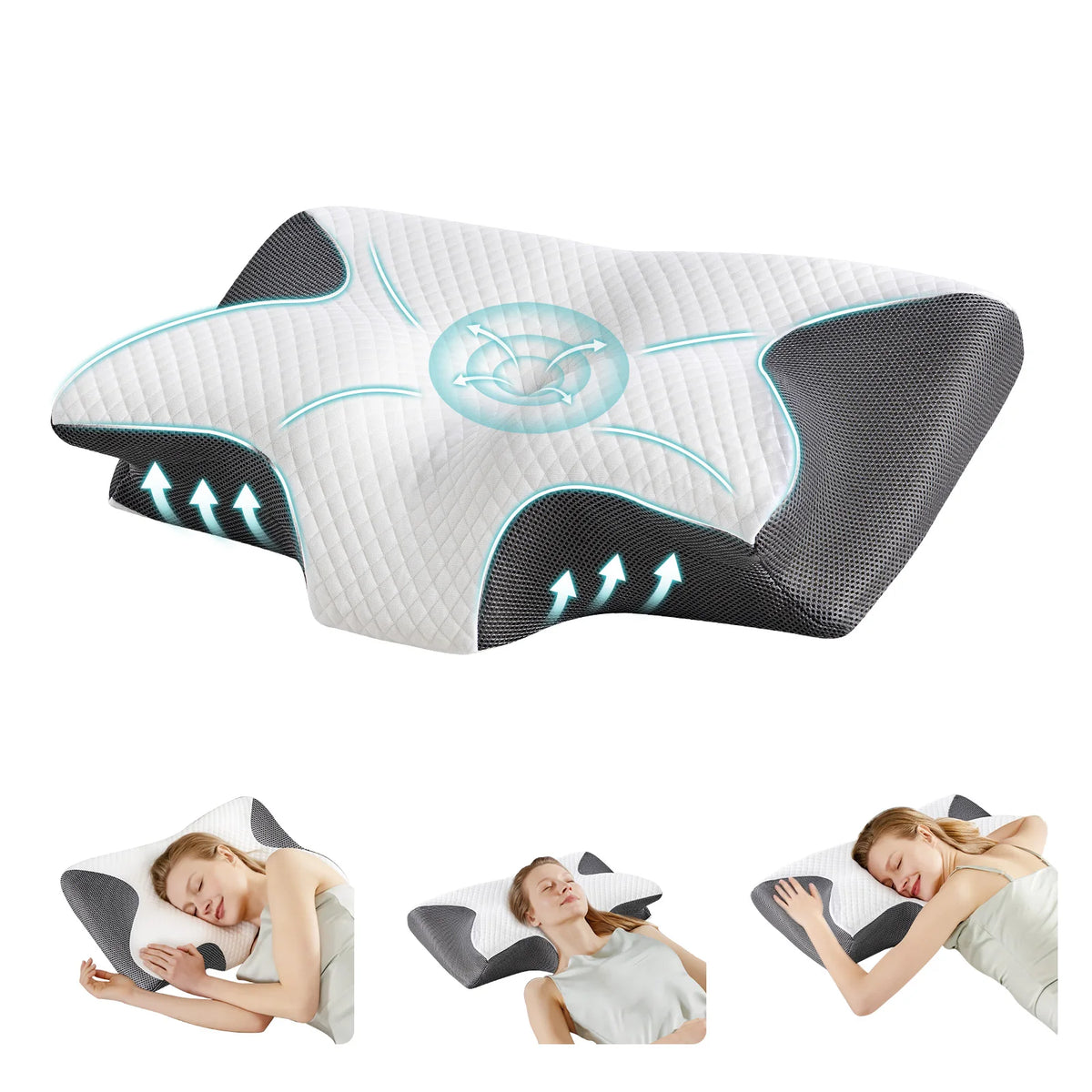 23.6" Largex13.8" Wide Cervical Neck Pillow Memory Foam