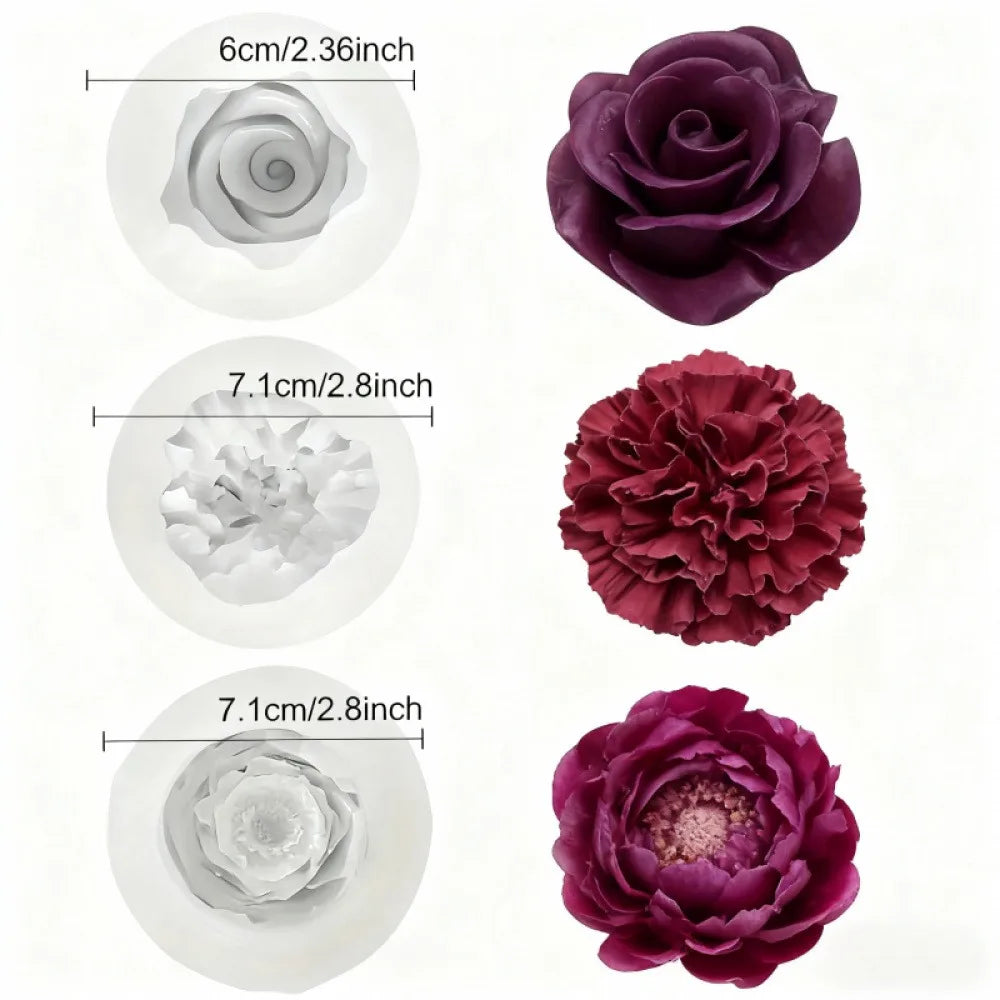 1 Piece 3D Elegant Rose Silicone Mold - Reusable Flexible Mold for Candles, Resin Art, Handmade Soap and Clay Making