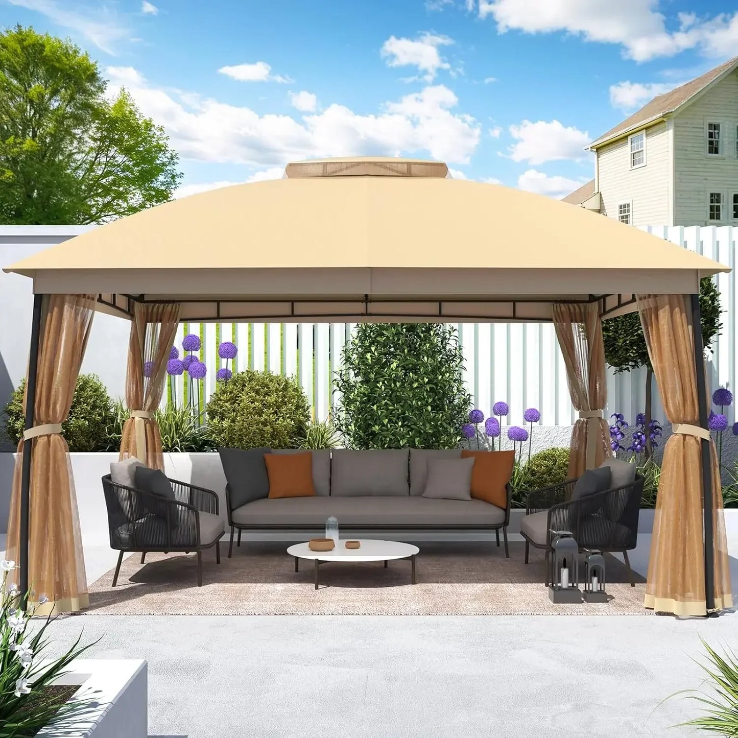 10 x 13 Gazebo, Metal Patio Gazebo Netting -Double Air Roofs