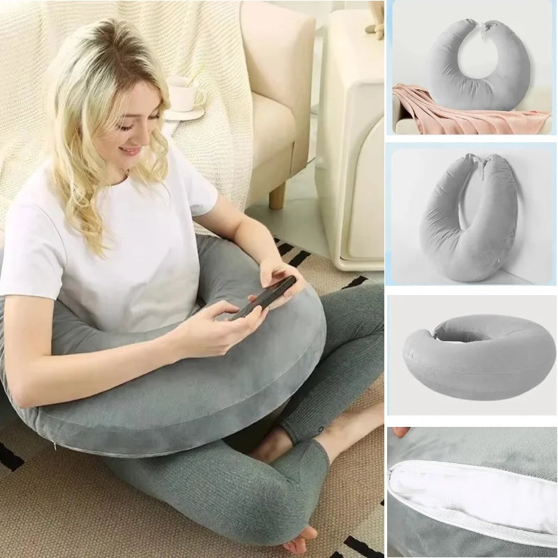 60x58cm Ergonomic Moon Pillow U-Shaped Lap Pillow Reading Gaming