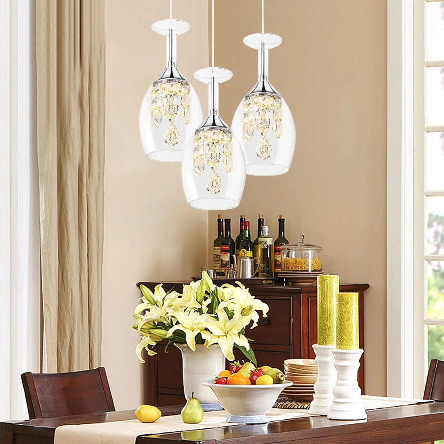 Modern Led Crystal Wine Glasses Chandelier