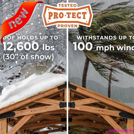 20 ft. x 12 ft. All Cedar Wooden Gazebo with Hard Top