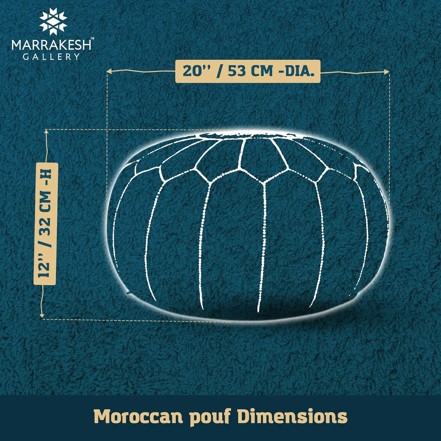 Handmade Moroccan Round Pouf Ottoman Cover - Faux Leather, Unstuffed