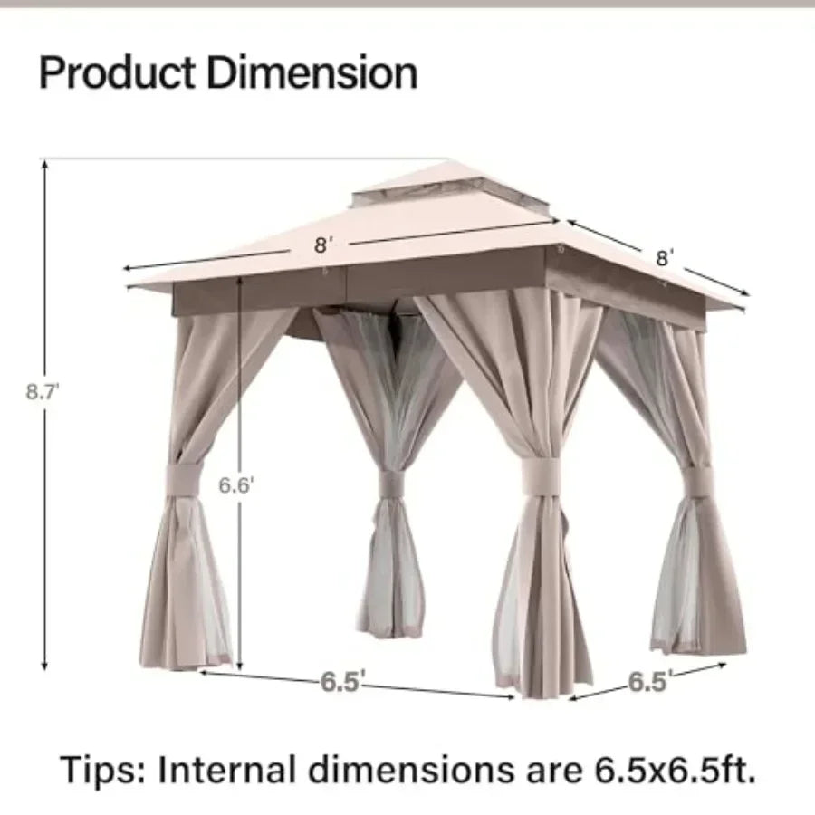Gazebo Heavy Duty with Double Roofs Mosquito Nettings