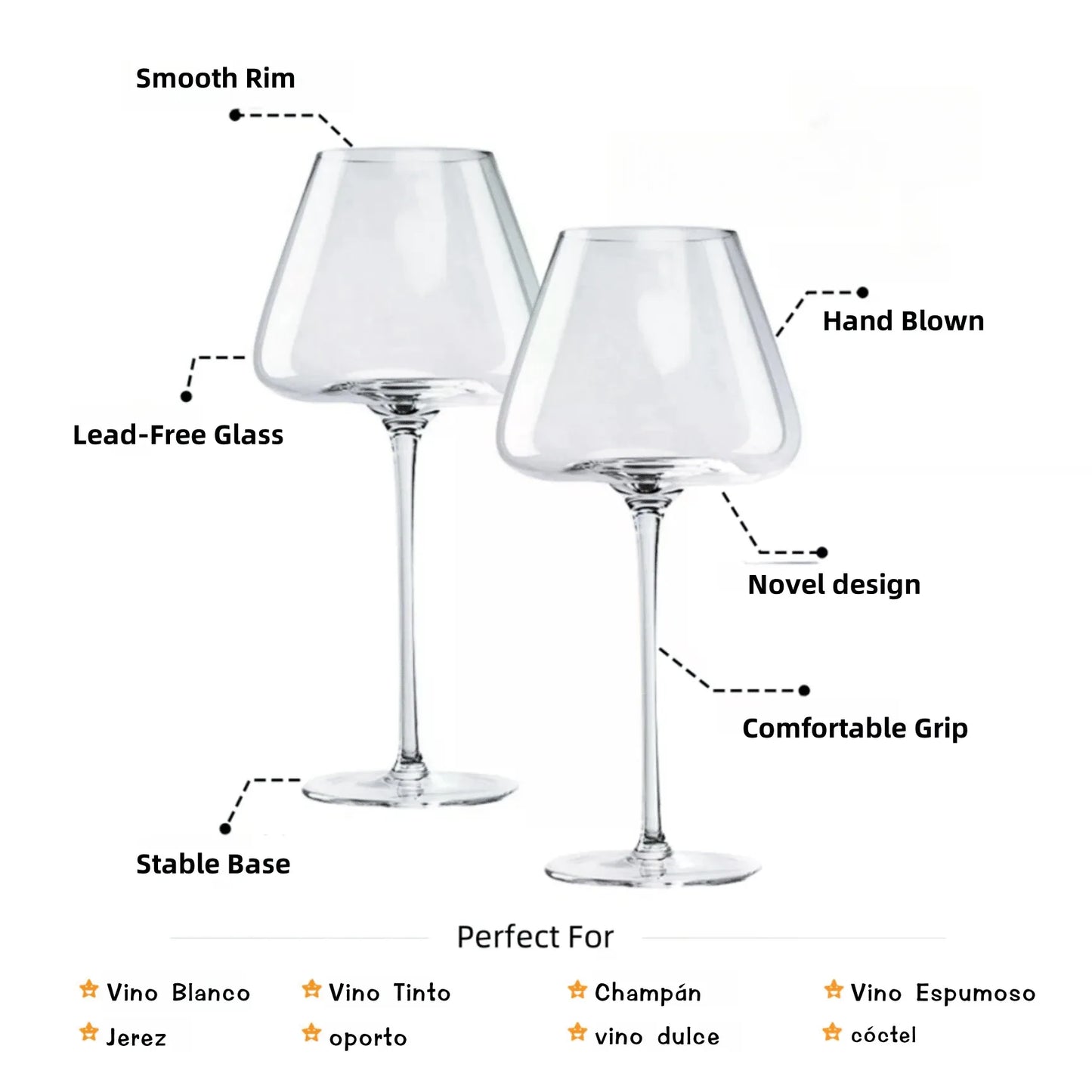 Transparent lead-free crystal wine glass set,