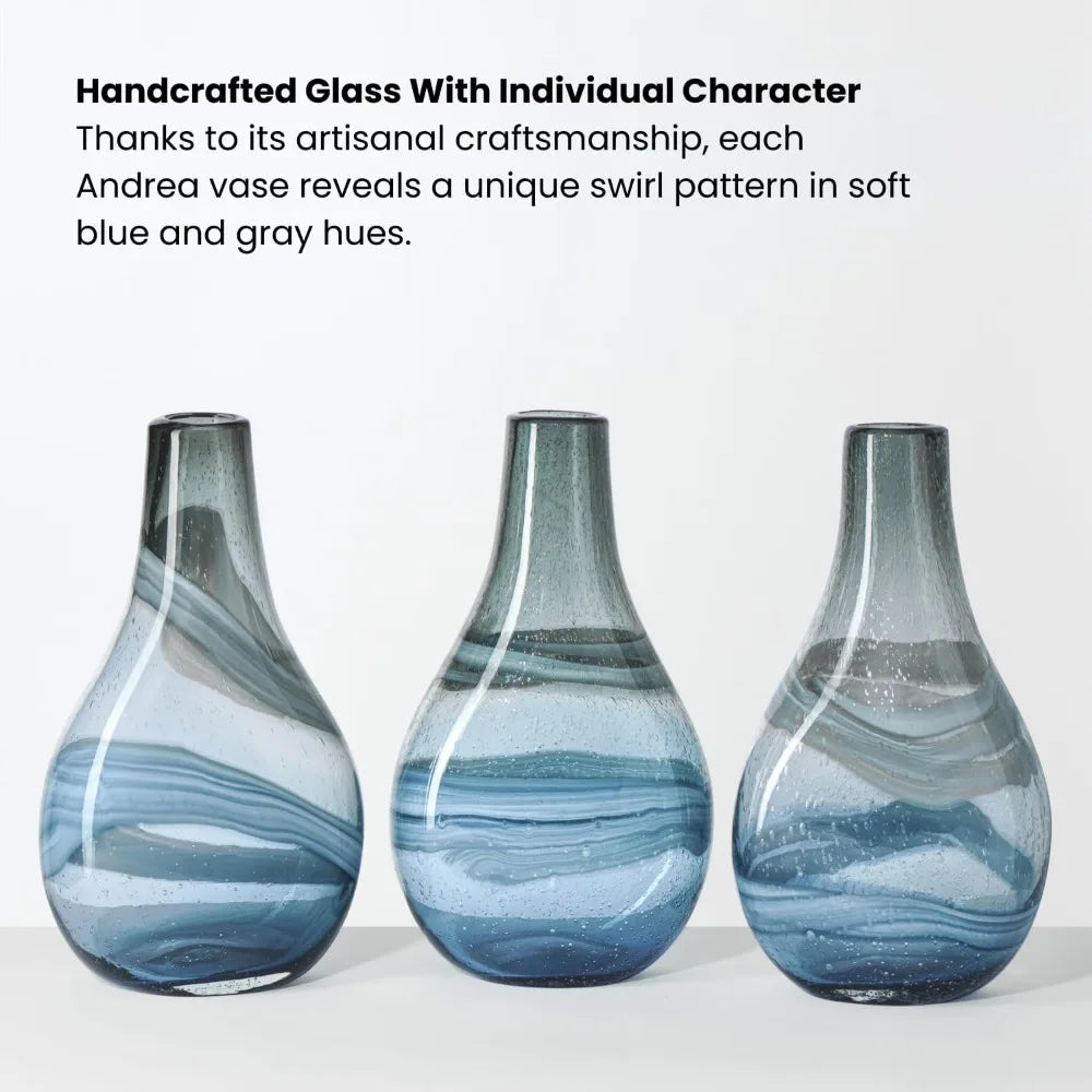 Glass Vase  - 14 Tall Large Blue Glass Vase