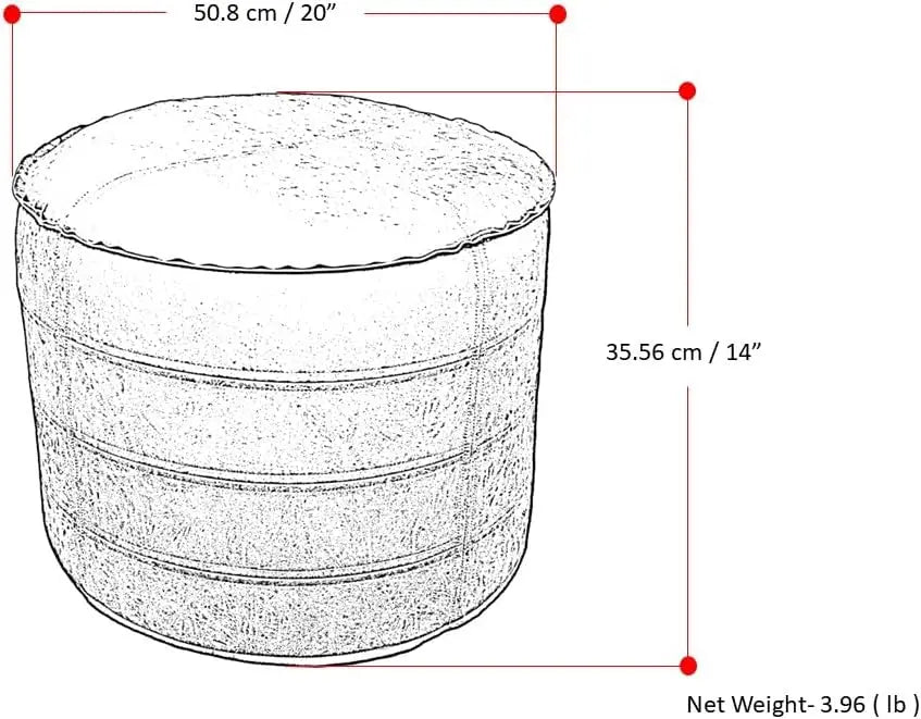 Round Pouf In Distressed Brown Vegan Faux Leathe