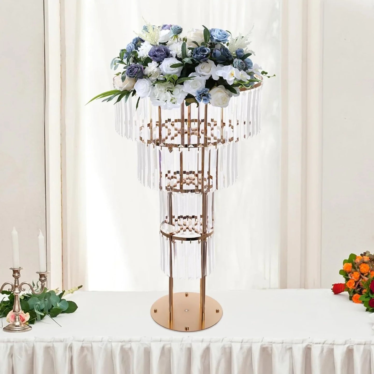 4 Tier Wedding Gold Crystal Flower Stand