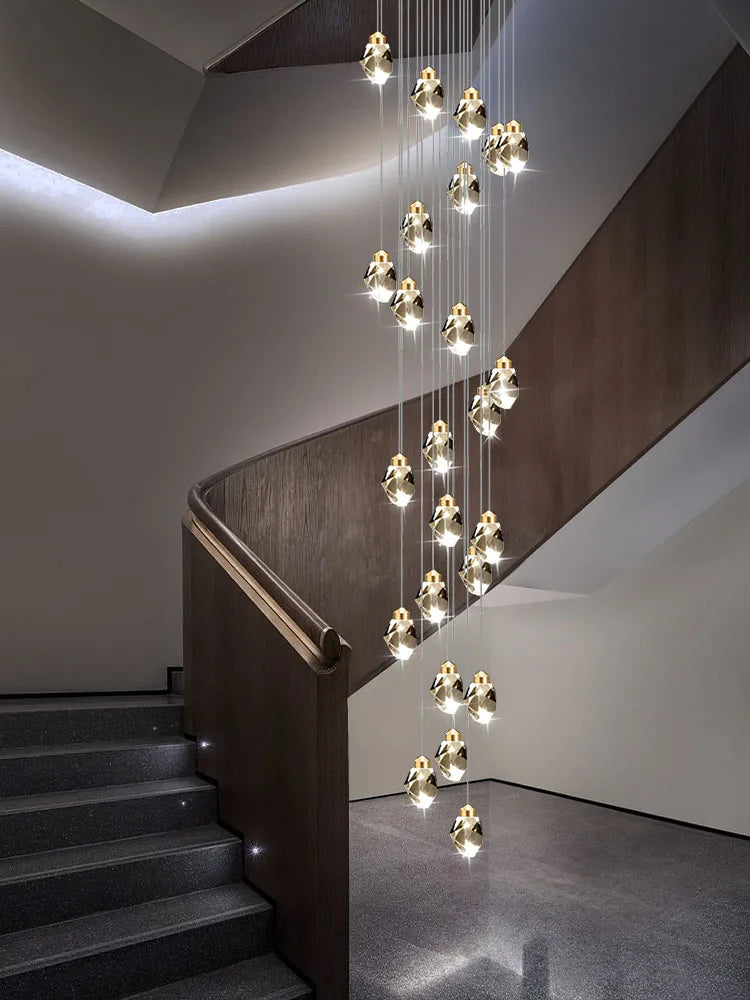 Crystal Chandelier for Living Room, Stairscase Pendant Lamps