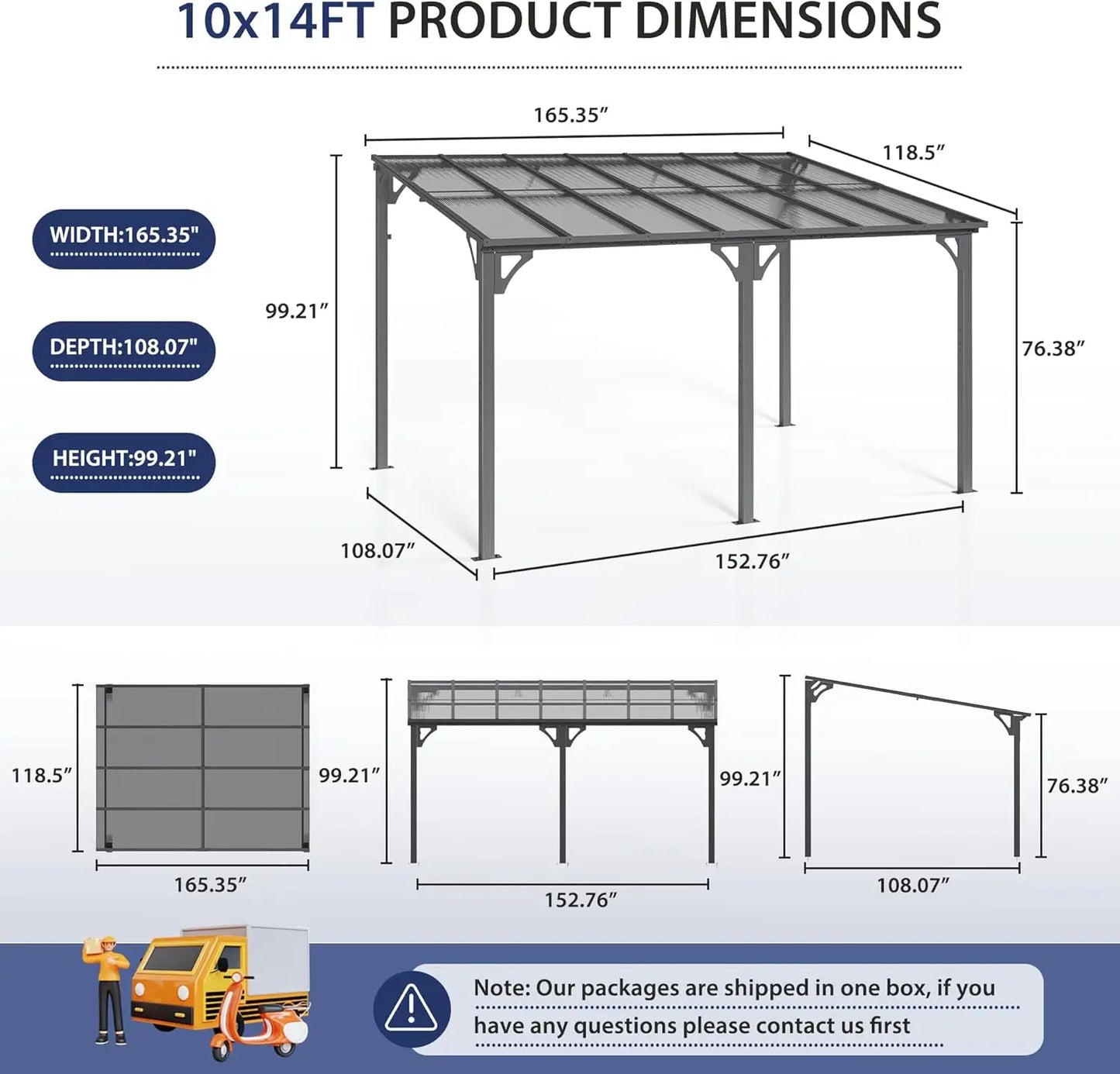 10x14 FT Lean To Gazebo, Pergolas and Gazebos