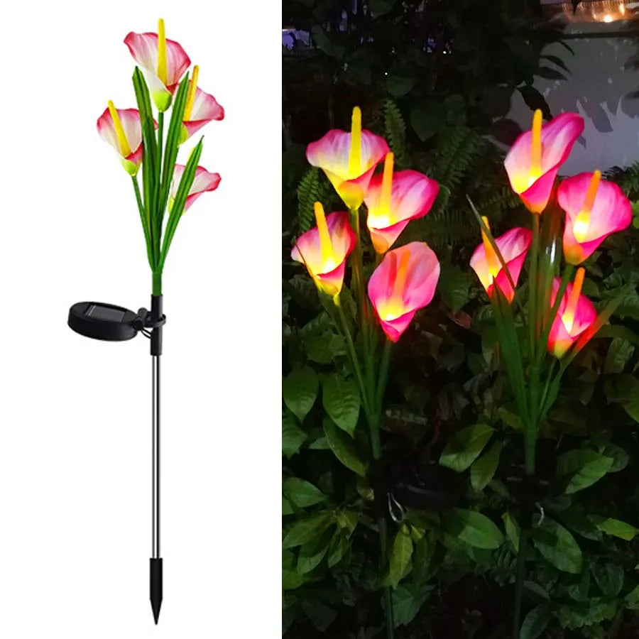 Solar Stake Lights with 4 Calla Lily LED Flowers