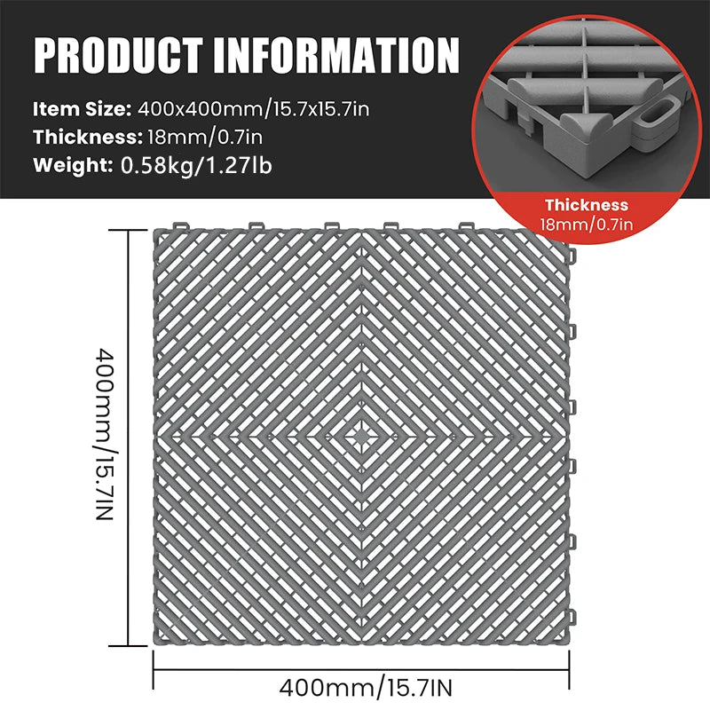 25PCS 1.8cm Thickness Garage Floor Mats Car Wash Room Floor Mat