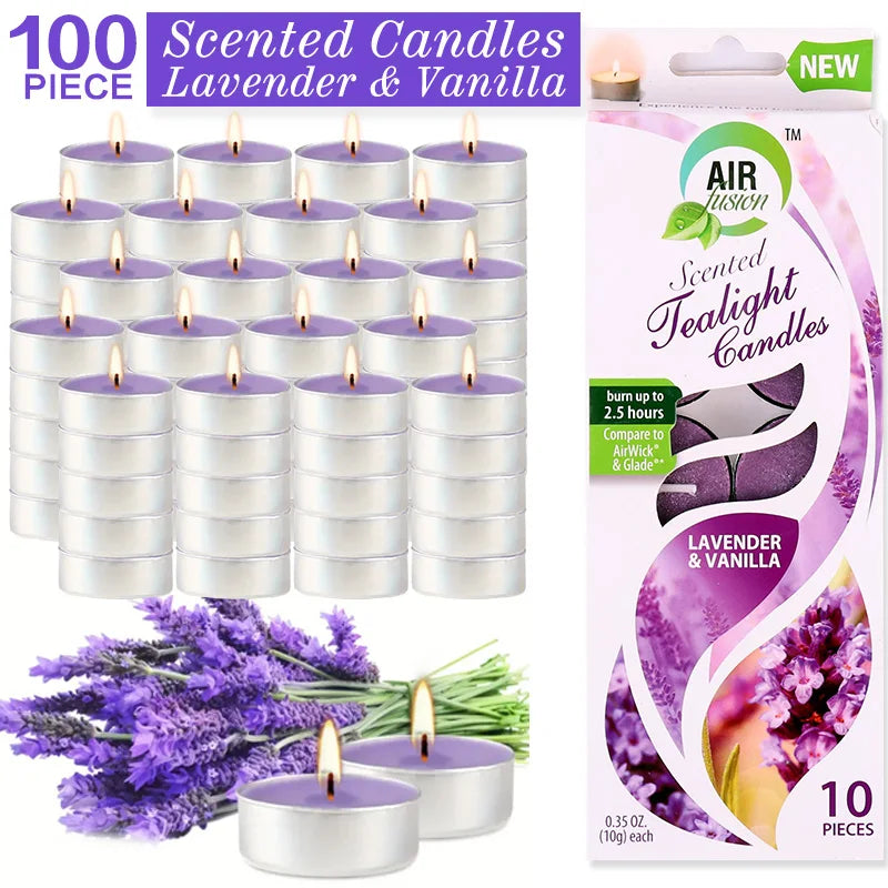 100 Count Tea Lights Candle Lavender & Vanilla  2.5 Hours