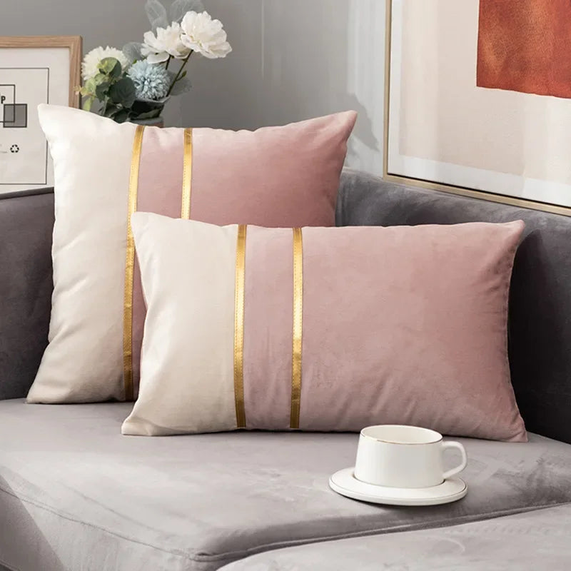 Cushion Cover Color Stitching Dutch Velvet Throw Pillow Case