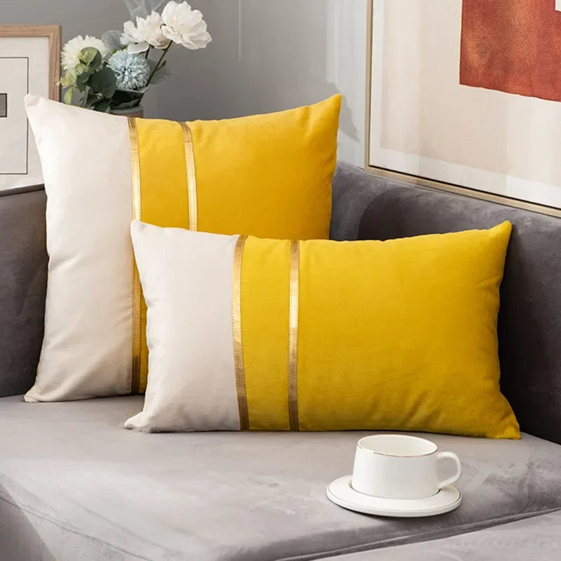 Cushion Cover Color Stitching Dutch Velvet Throw Pillow Case