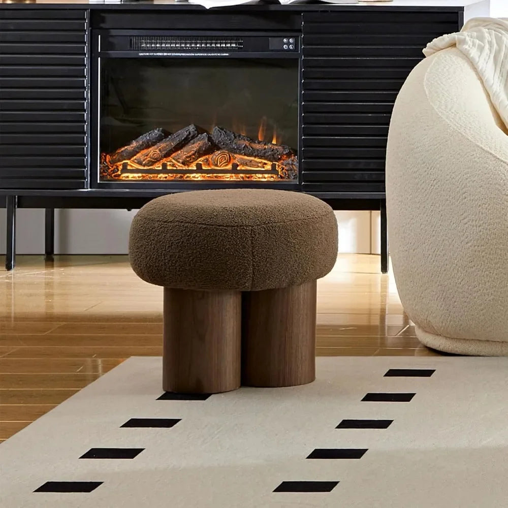 16.54" Mushroom Shape Small Footstool, Round Pouf