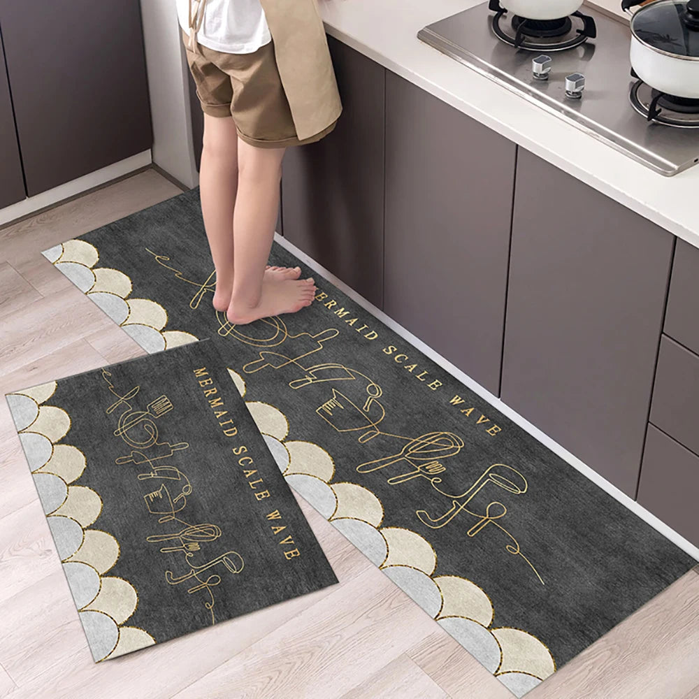 Non-slip Kitchen Mat Long Rugs Crystal Velvet Carpet
