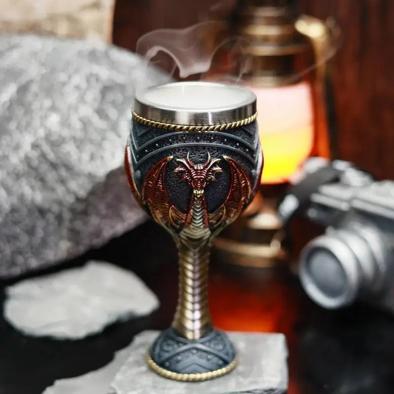 Creative 3D Dragon Beer Cup Resin Stainless Steel  Wine Goblet