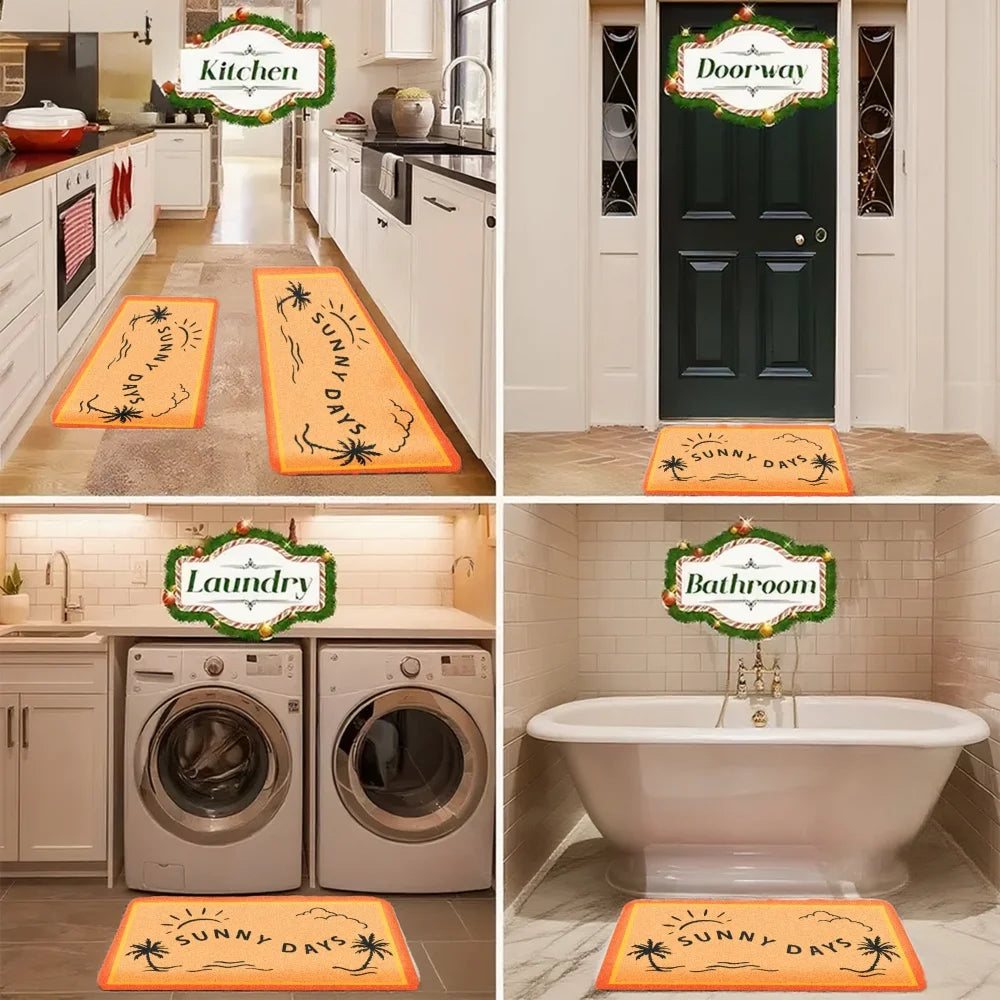 3PCS Kitchen Rugs, Front Door, Kitchen, Bathroom,