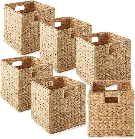 10.5" X 10.5 Hyacinth Storage Baskets, 6 Collapsible Woven