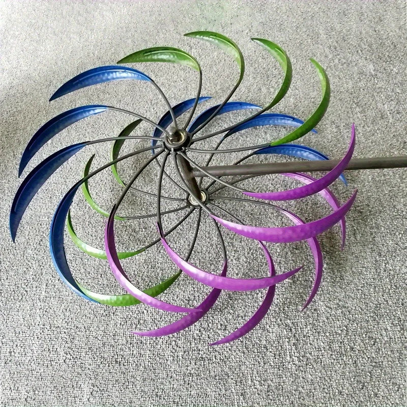Large Metal Wind Spinner with 360° Rotating Dual-Blade Windmill