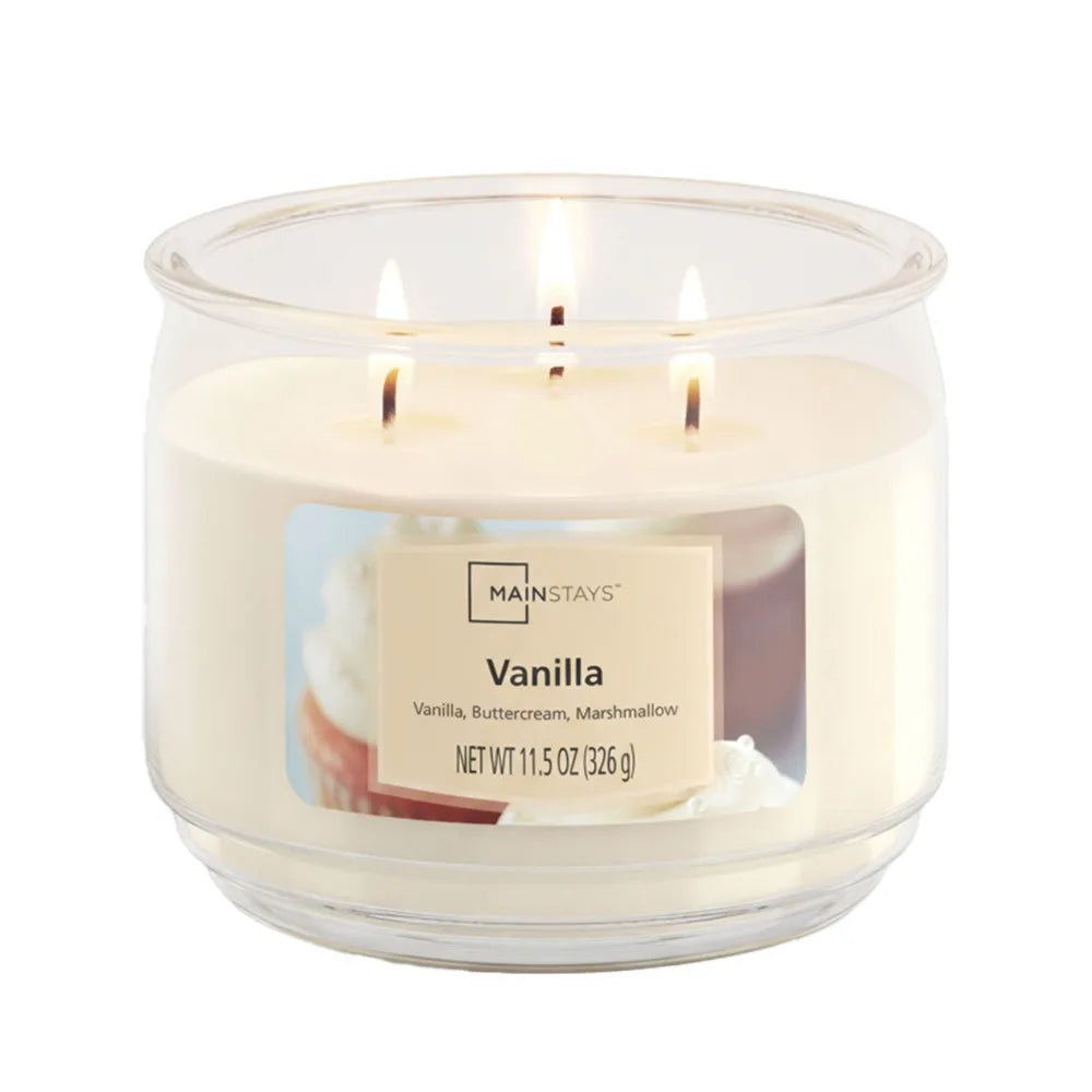 Vanilla Scented Glass Jar Candle 3 Wick 11.5 Ounce 2 Pack