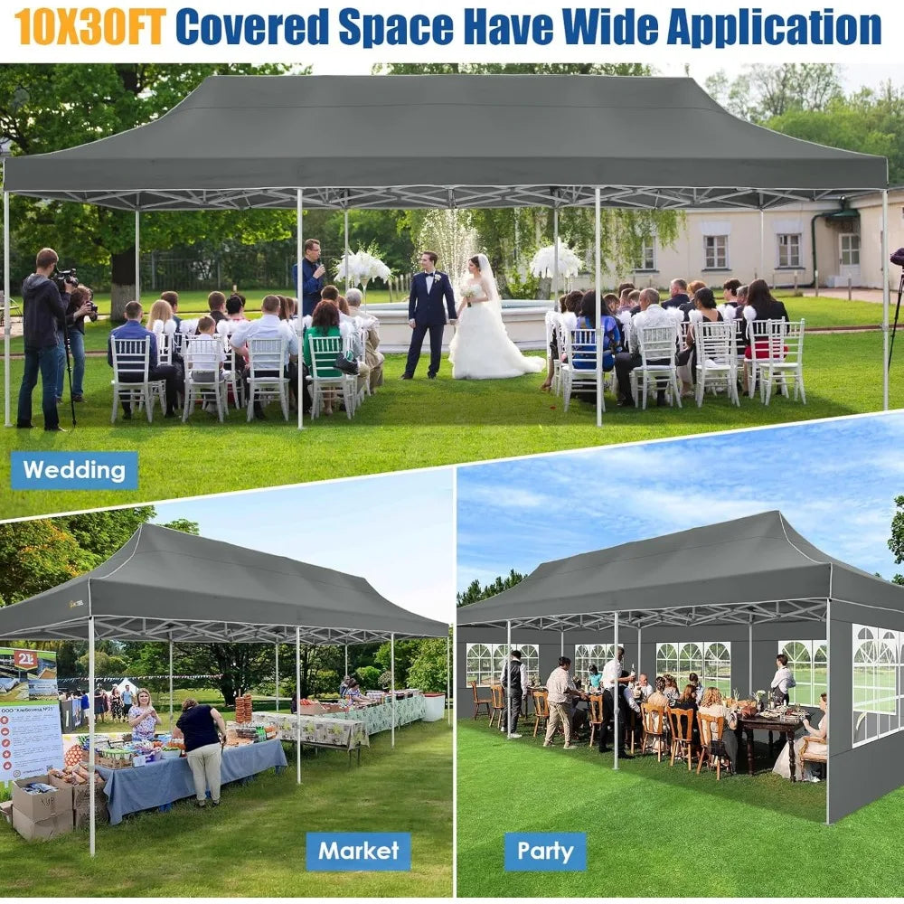 10x30 Pop up Canopy Tent for Parties, Heavy Duty  8 Sidewalls, Gazebo